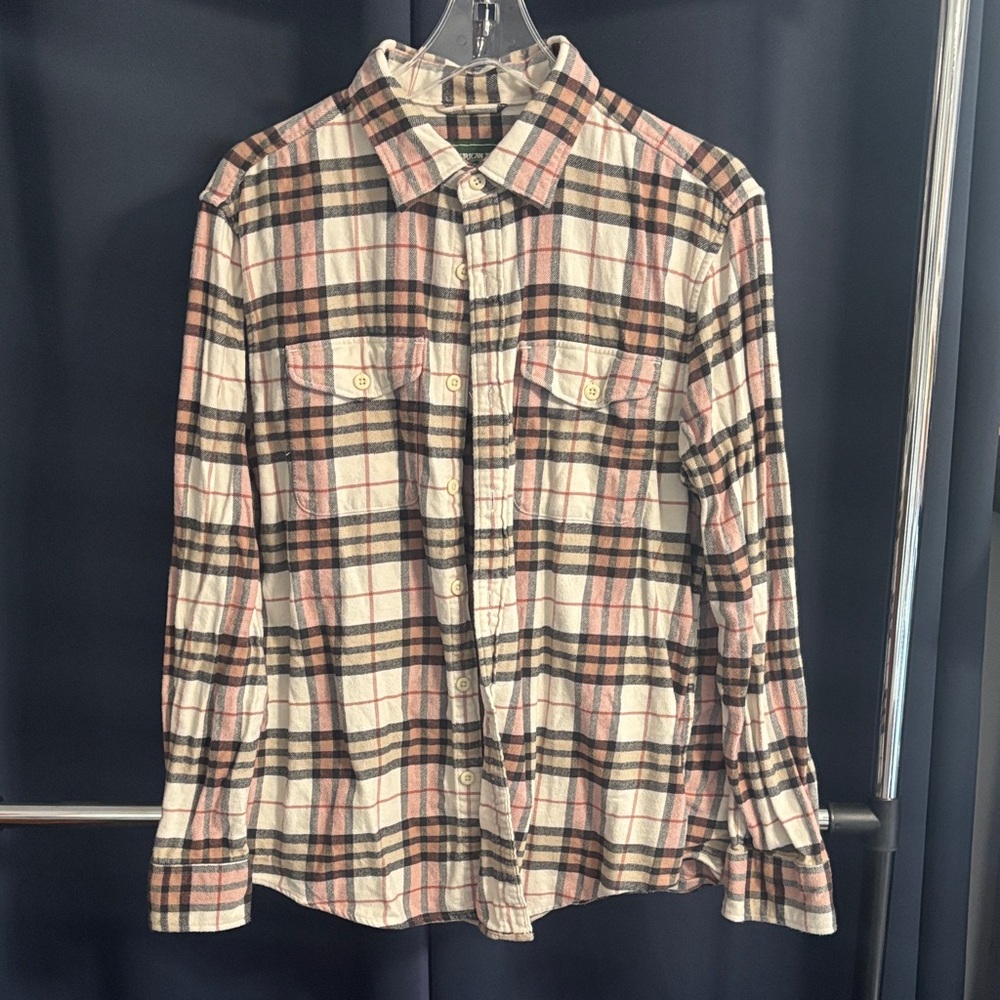 American Eagle Outfitters Beige and Black Plaid Shirt